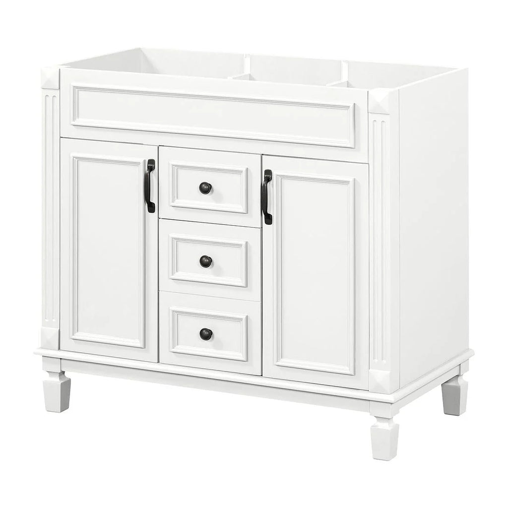Moderner 36'' Badschrank mit Aufsatzwaschbecken und Spiegelschrank, 2 Türen und 2 Schubladen