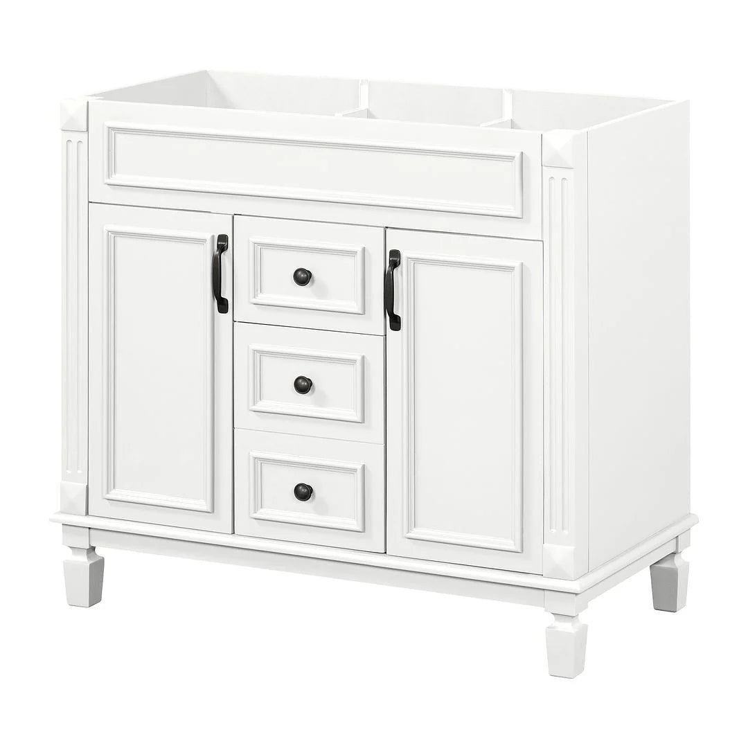 Moderner 36'' Badschrank mit Aufsatzwaschbecken und Spiegelschrank, 2 Türen und 2 Schubladen