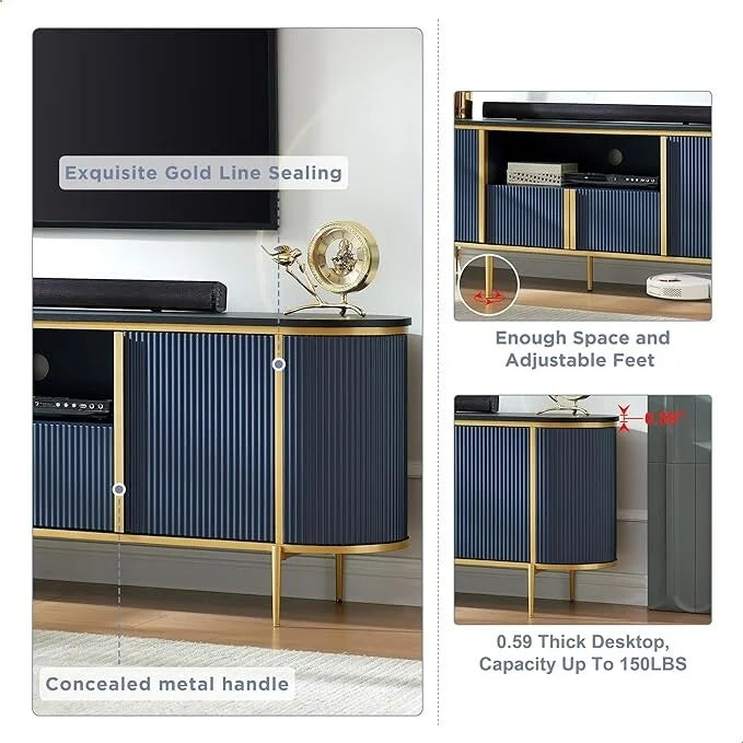 Moderner Luxus-TV-Ständer, Entertainment-Center, mit Kunstmarmorplatte
