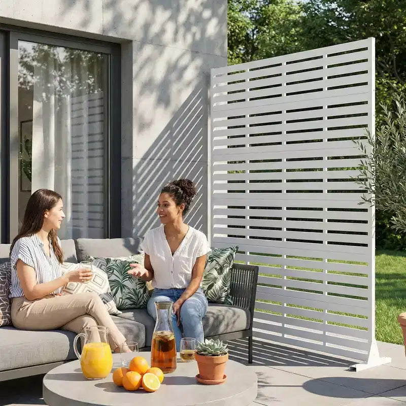 MAYEERTY 72x47 Weißer Sichtschutz, 6-teiliges Set, natürlicher, faltbarer Raumteiler für Hof und Garten