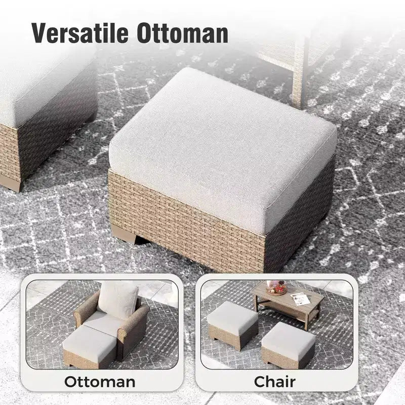 Captiva Designs 6-teiliges Luxus-Rattan-Sofa-Set für den Außenbereich mit geschwungenen Armlehnen und Kissen