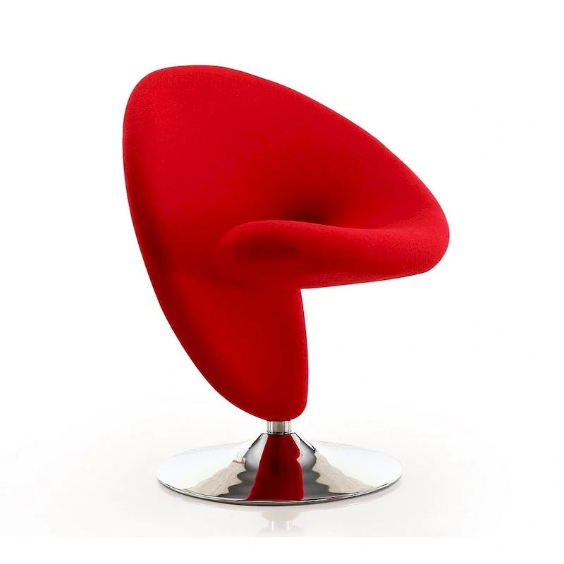 Manhattan Comfort Curl Akzentsessel mit Drehfunktion, Wollmischung und Chrom (2er-Set)