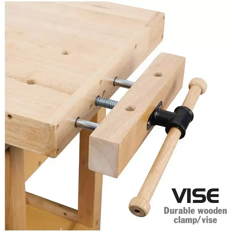 Olympia Tools 60 Gummi-Hartholz-Werkbank, 4 Schubladen, 204 kg Tragkraft