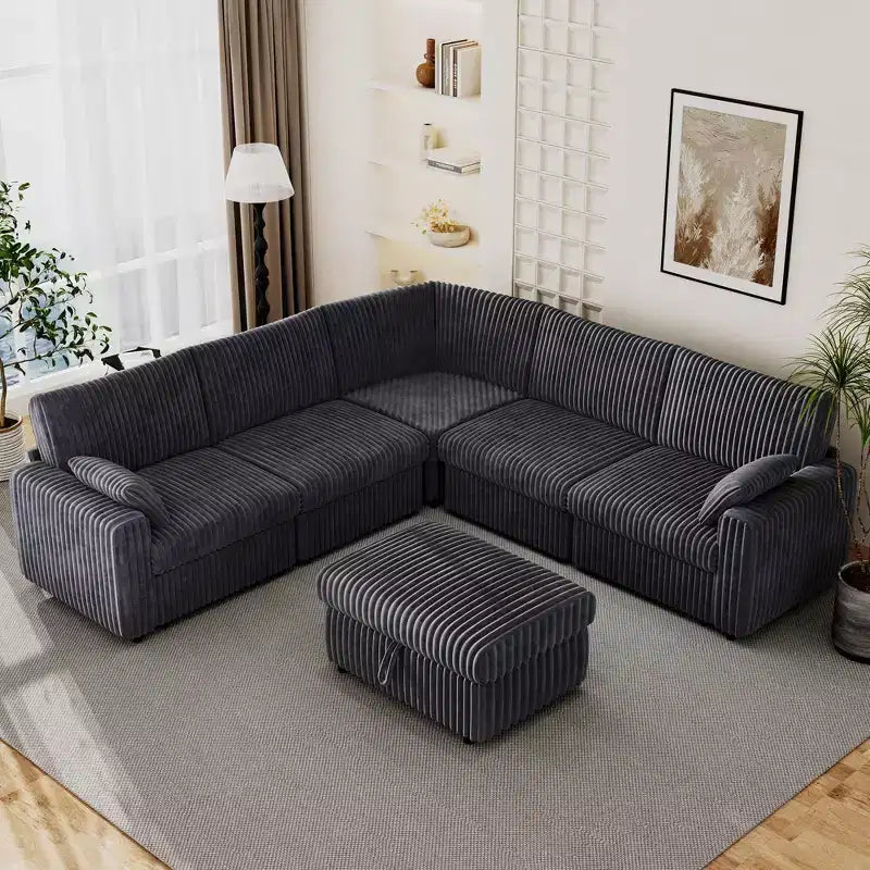 Dyonery Modulares Cord-Ecksofa mit waschbaren Bezügen