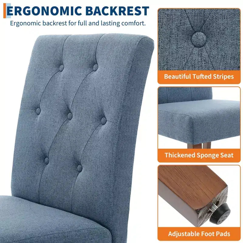 Parsons Esszimmerstühle mit Knopfheftung, 6er/4er-Set – Polsterstühle aus Stoff mit Holzbeinen & gepolsterten Sitzen – Wohnzimmer- und Küchenmöbel