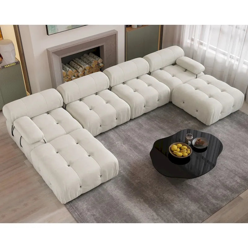 138 Modulares Schlafsofa, U-förmiges, minimalistisches Samtsofa