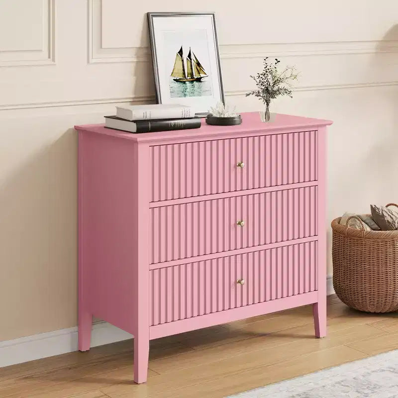 Heynemo Kommode mit 3 Schubladen, lackiert, 76 cm hoher Holz-Nachttisch mit Stauraum, breite moderne Kommode mit Kugelauszug