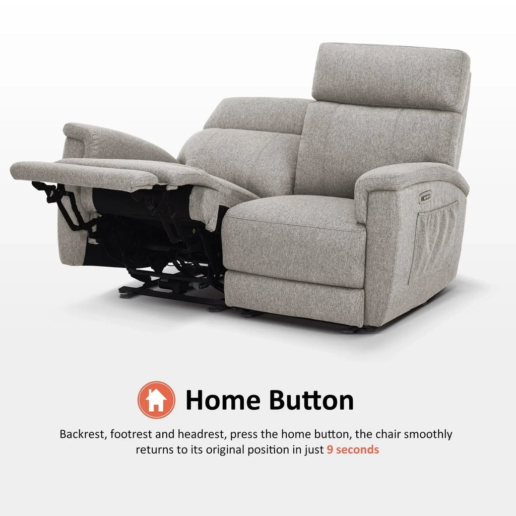 MCombo 60.2 Power Loveseat Relaxsofa mit Massage und zweifacher Heizung, verstellbarer Kopfstütze, USB- & Typ-C-Anschluss, Stoff