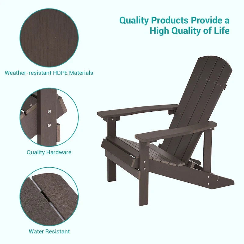 Bonosuki Wetterfeste Outdoor-Adirondack-Stühle aus Holz – 4er-Set
