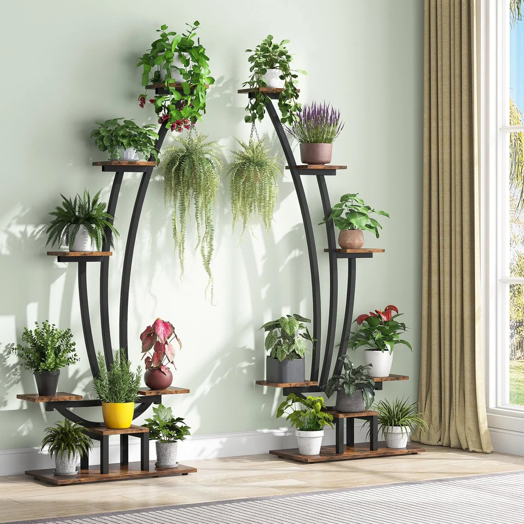 Pflanzenständer für den Innenbereich, 6-stöckiges Blumenregal für Haus und Garten – 2er-Set