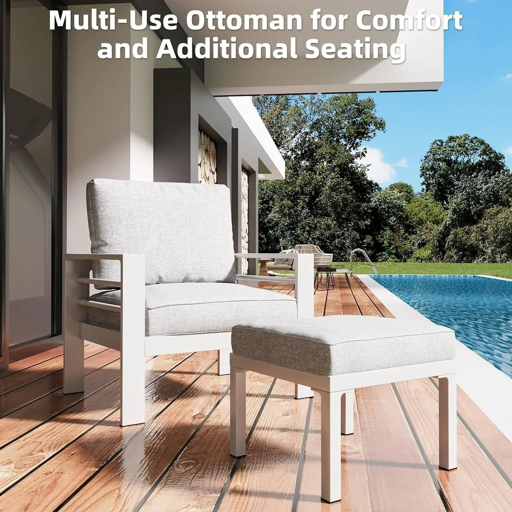 AECOJOY 7-teiliges Aluminium-Terrassenmöbel-Set Outdoor-Gesprächsgarnitur