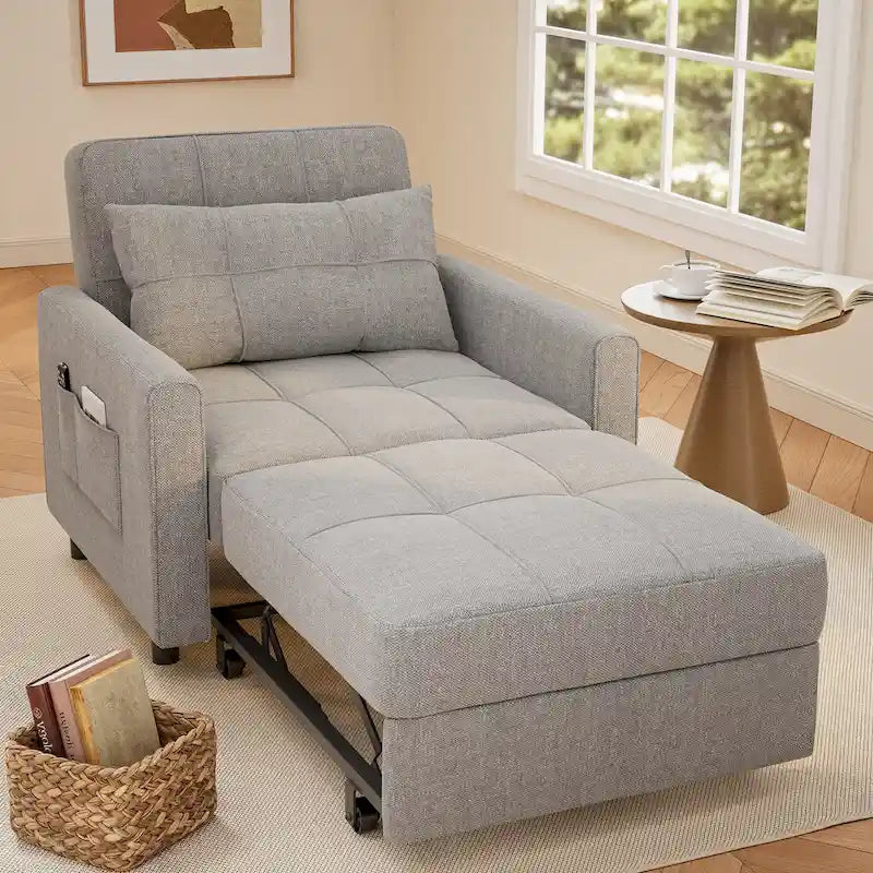 3-in-1 Schlafsofa, ausziehbarer Sessel, umwandelbarer, verstellbarer, klappbarer Polster-Lounge-Sofa