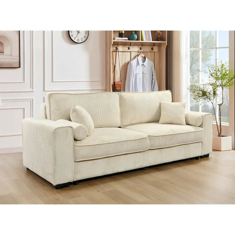 Roomfitters Großes Schlafsofa mit Stauraum, Modernes 3-Sitzer Couchmöbel, Gepolstertes Rückensofa für kleine Räume