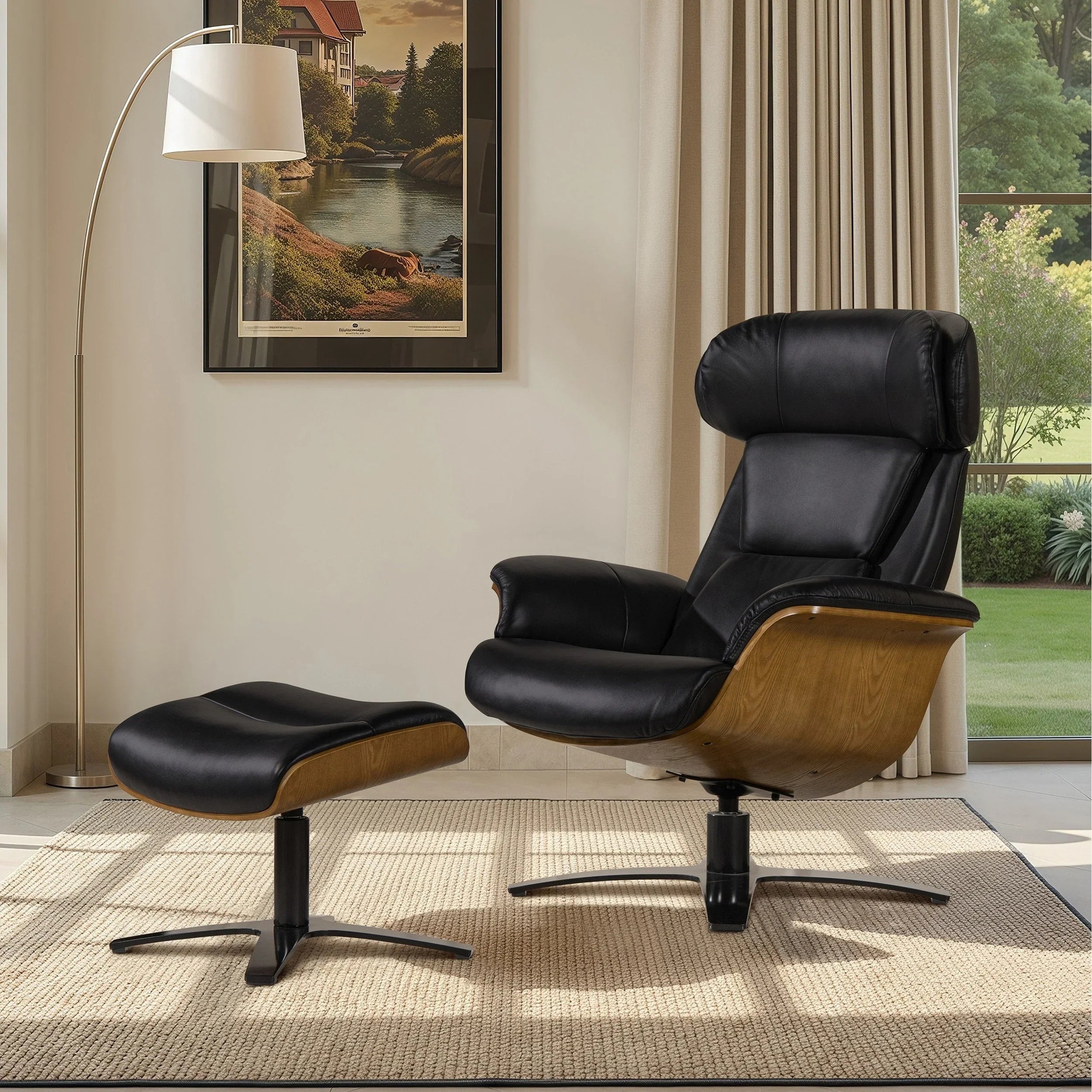 Jovan 31.5 Echtleder Relaxsessel mit Ottoman