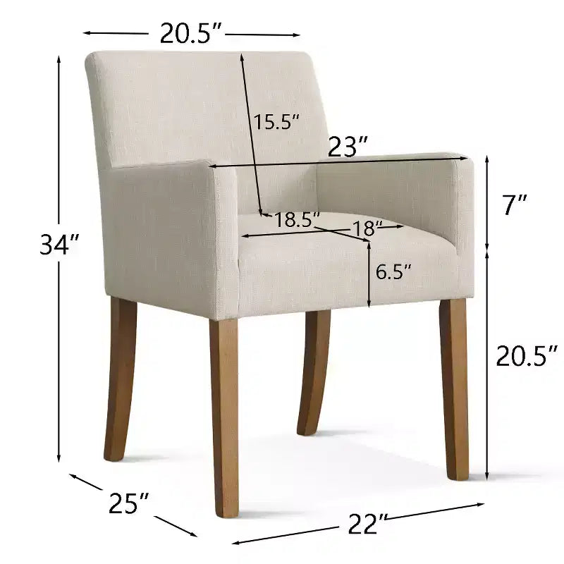 Set aus 6 gepolsterten Esszimmerstühlen mit Armlehnen, moderne Leinen-Sessel mit Holzbeinen, Akzentstühle für Esszimmer, Wohnzimmer - Panipeachy