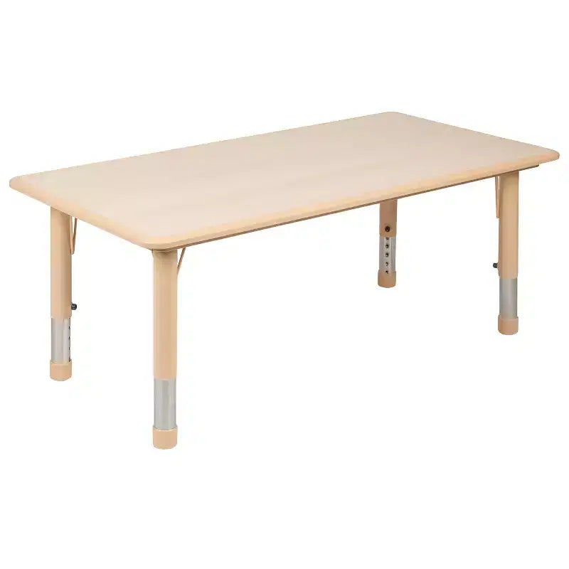 Emma and Oliver 23.625B x 47.25L Rechteckiger höhenverstellbarer Aktivitätstisch aus Kunststoff mit 6 Stühlen