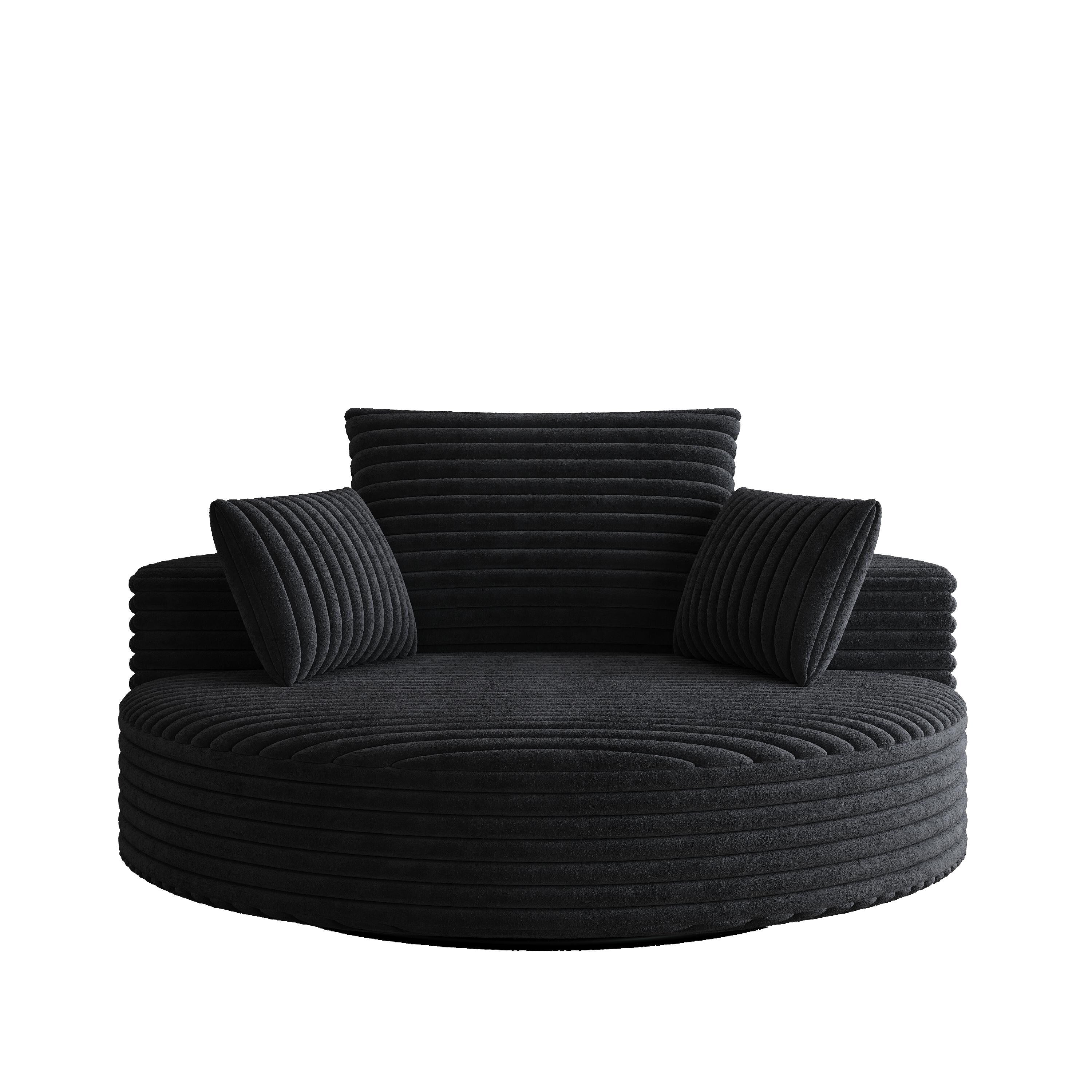 Einzelsessel aus Kord-Chenille-Schaumstoff, drehbar