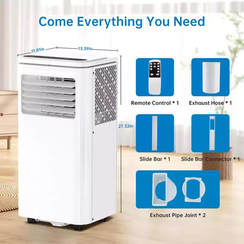10000 BTU tragbare Klimaanlage, Heim-AC/Klimaanlage mit Fernbedienung für Räume bis zu 42 qm, 3-in-1-Funktionen/24-Stunden-Timer/Lenkrollen