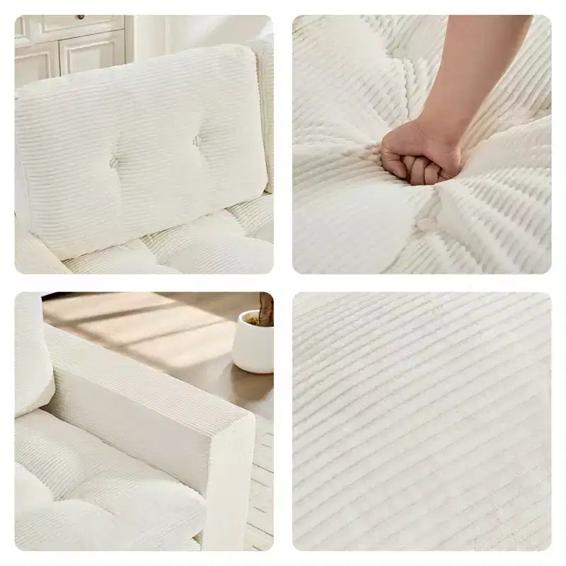 Mjkone 71" 2-in-1 Schlafsofa, umwandelbar, gerippter Stoff, klappbares Zweisitzer-Schlafsofa mit geknöpften Polstern, platzsparend