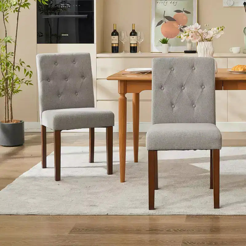 Parsons Esszimmerstühle mit Knopfheftung, 6er/4er-Set – Polsterstühle aus Stoff mit Holzbeinen & gepolsterten Sitzen – Wohnzimmer- und Küchenmöbel