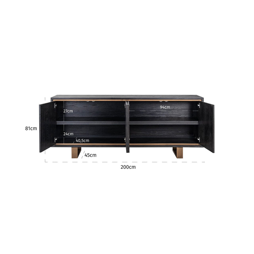 Schwarzes Sideboard mit Messinggriffen