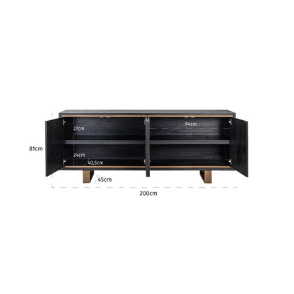 Schwarzes Sideboard mit Messinggriffen