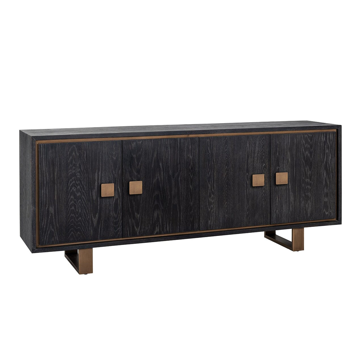 Schwarzes Sideboard mit Messinggriffen