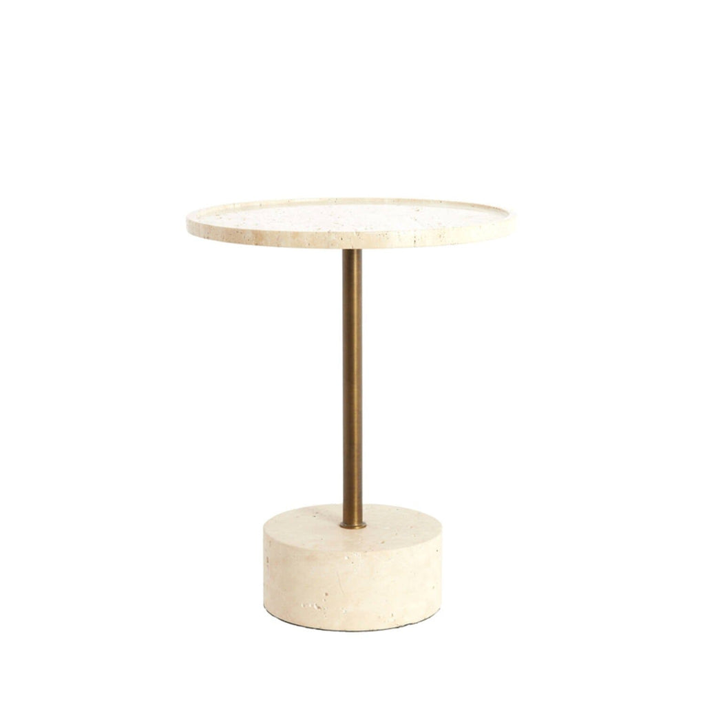 Travertin- und Bronze-Beistelltisch
