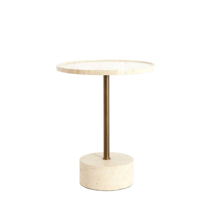 Travertin- und Bronze-Beistelltisch
