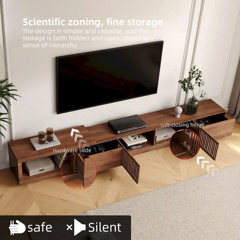 Moderner ausziehbarer & erweiterbarer TV-Ständer mit 4 Schubladen, bis zu 261,6 cm - 78,54T x 15,74B x 13,78H