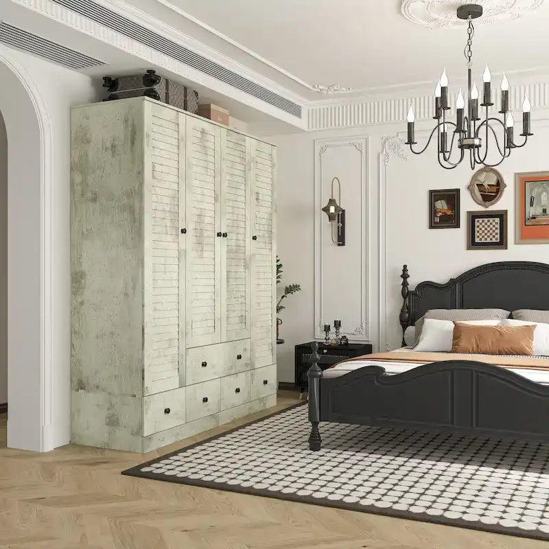 Kleiderschrank Hochschrank Schrank 59B Großer Freistehender Kleiderschrank Weiß