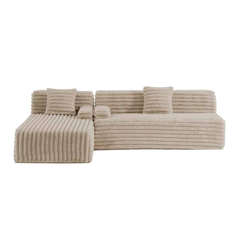 Cloud-Ecksofa, modernes Polstersofa mit 2 Wurfkissen, frei kombinierbares Sofa, modulares L-förmiges Ecksofa