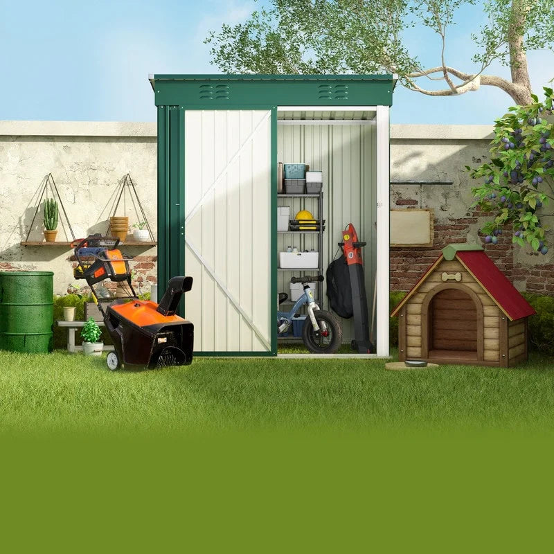 Outdoor-Geräteschuppen aus Metall mit abschließbarer Tür für Gartenmöbel und Werkzeuge