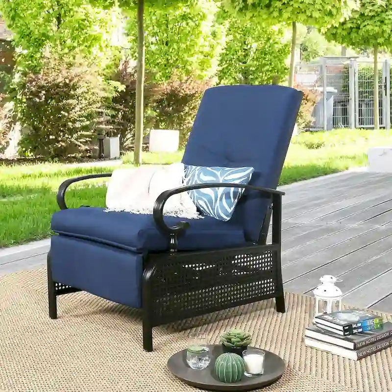 Verstellbarer Liegestuhl Lounge Sessel Gartenliege Sofa mit Kissen - 38 (T) x 26,5 (B) x 38,5 (H) ZOLL