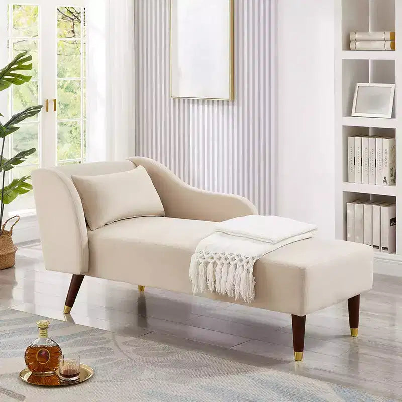 Modernes Samt-Chaiselounge-Sofa, Polsterliege mit geschwungener Armlehne, Schlafcouch für Schlafzimmer, Büro, Wohnzimmer