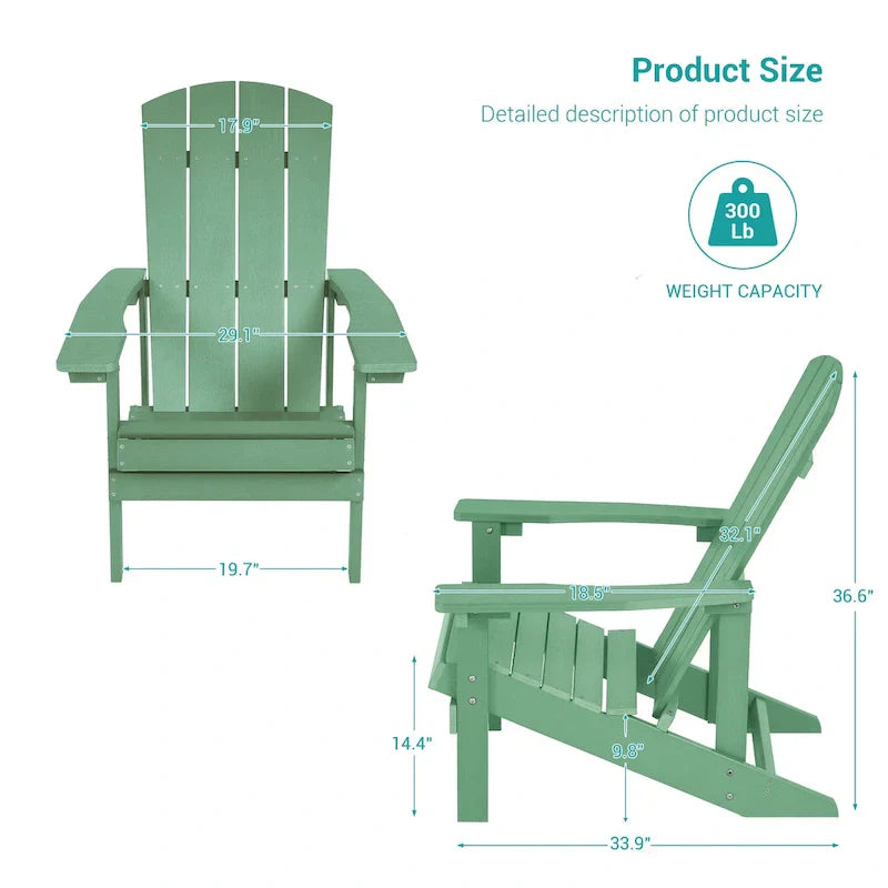 Bonosuki Wetterfeste Outdoor-Adirondack-Stühle aus Holz – 4er-Set