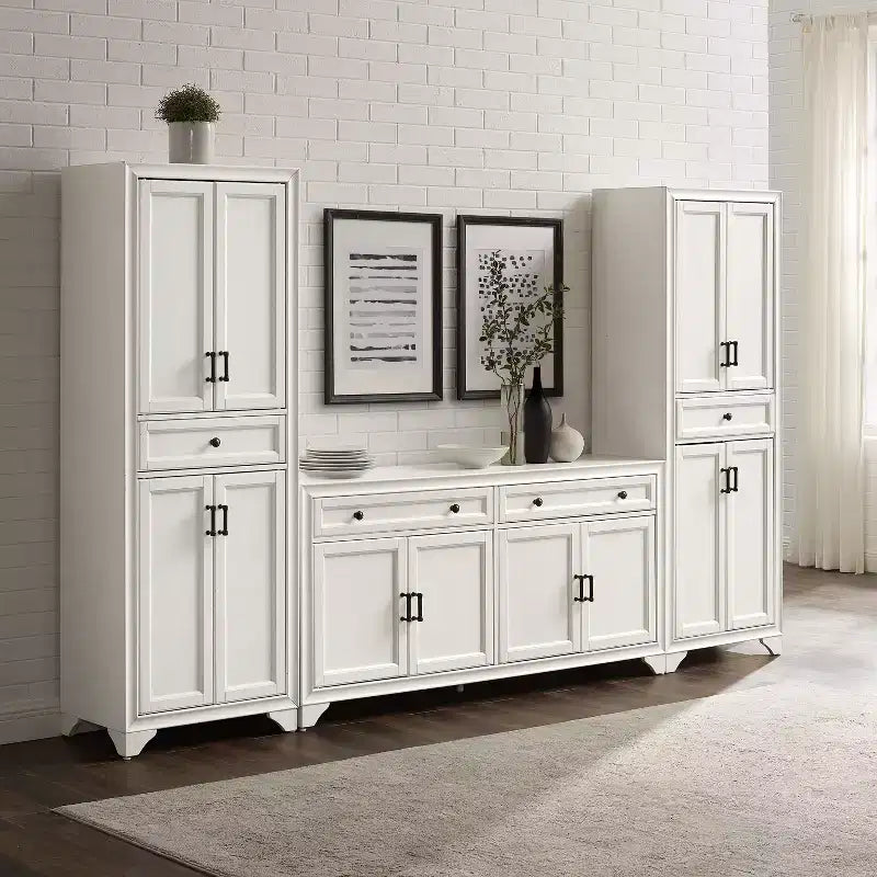 3-teiliges Tara Sideboard- und Vorratsschrank-Set im Used-Look - Crosley