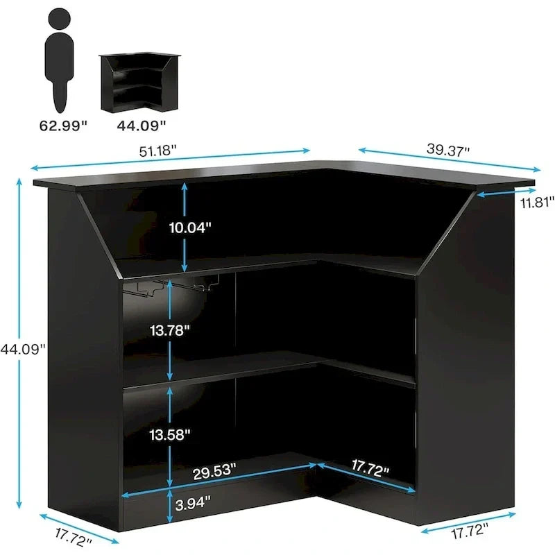L-förmiger Barschrank mit Gläserhaltern für die Hausbar