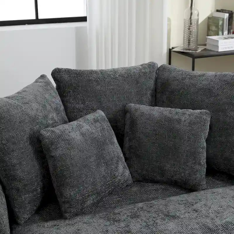 Moderner Sofasessel, runder Akzent-Clubsessel mit 5 Kissen und optionalem Ottoman