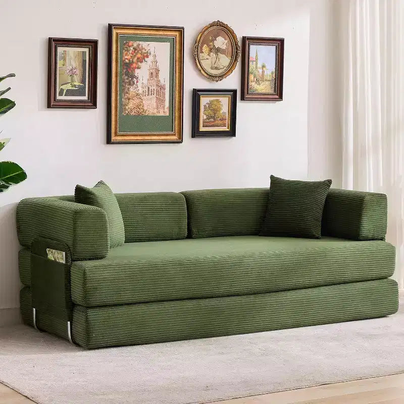 5-in-1 Schlafsofa, 78.8 Modulares Cord-Schlafsofa mit stabilem Rahmen, Multifunktions-Futon für kleine Räume, Wohnzimmer und Gästezimmer
