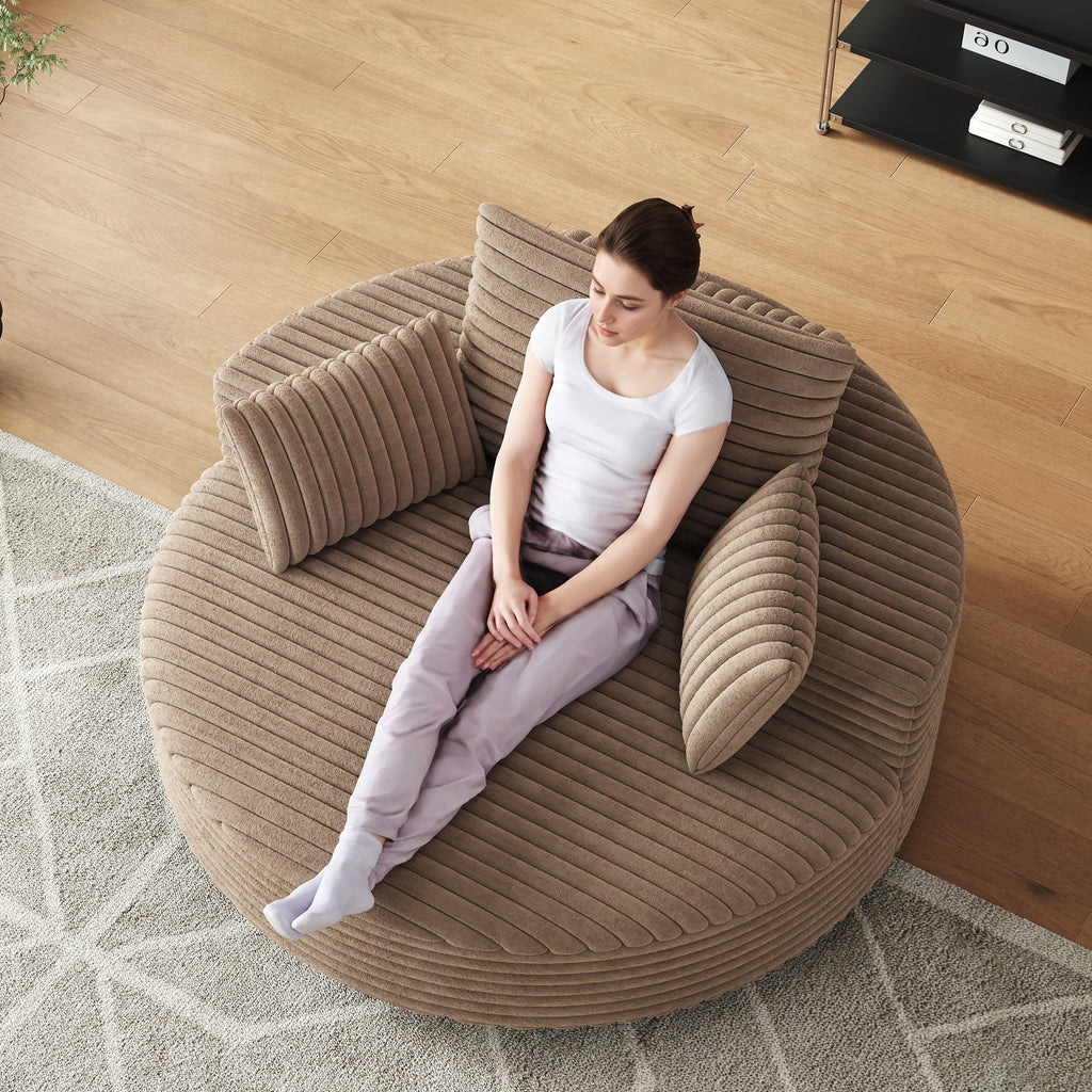 Einzelsessel aus Kord-Chenille-Schaumstoff, drehbar