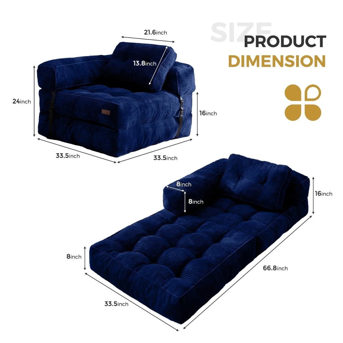 Klappbares Schlafsofa, L-förmiges Bodensofa