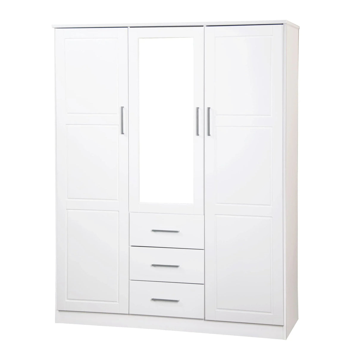 Palace Imports 100% Massivholz Cosmo Kleiderschrank mit 3 Türen mit Massivholz- oder Spiegeltüren