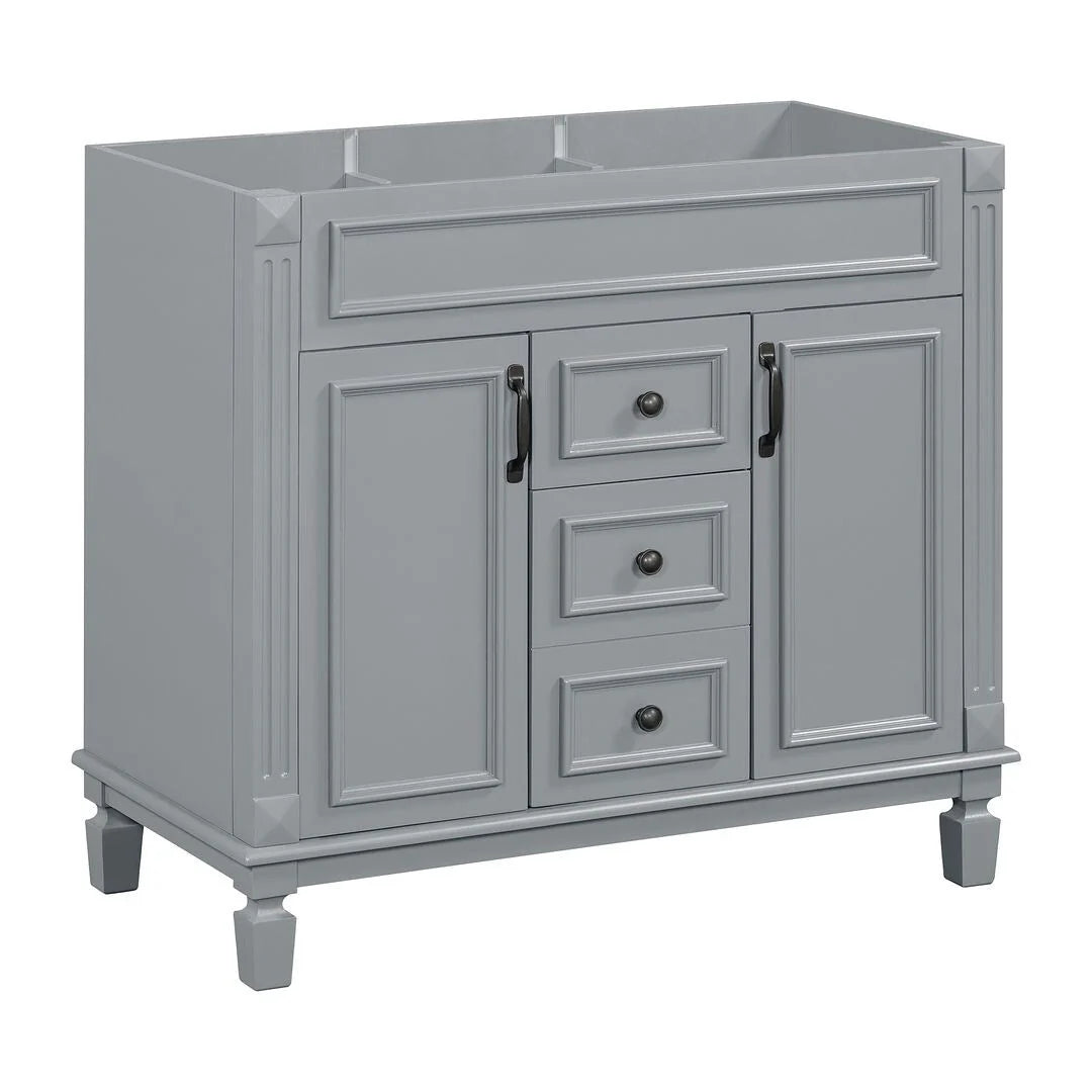 Moderner 36'' Badschrank mit Aufsatzwaschbecken und Spiegelschrank, 2 Türen und 2 Schubladen