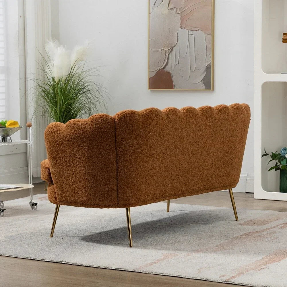 Kleines Mini-Zimmer-Sofa Zweisitzer mit Goldmetallfüßen - 2 Sitzer