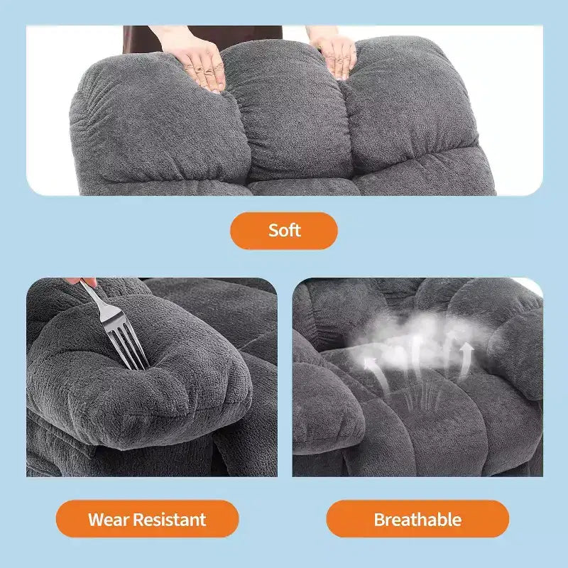Manueller Relaxsessel, ergonomischer, atmungsaktiver Stoff-Relaxliege mit Seitentaschen, Einzelsessel, geeignet für Wohnzimmer Schlafzimmer