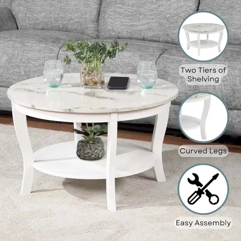 Convenience Concepts American Heritage Runder Couchtisch mit Ablage