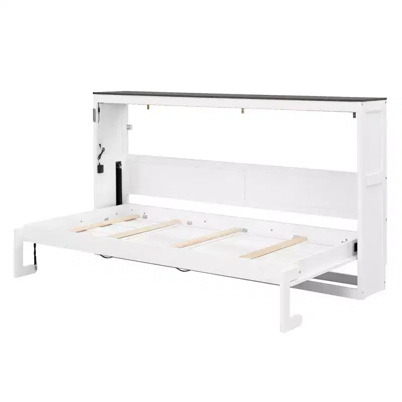 Doppelbett Murphy-Bett mit LED-Beleuchtung, kann in einen Schrank umgewandelt werden, Verstecktes Wandbett-Schrank für Gästezimmer