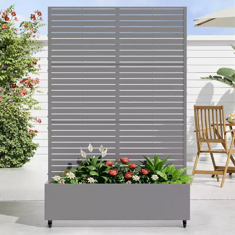 MAYEERTY Pflanzkasten mit Spalier Eisengrau Lamellen Klassischer Stil 183x89x41cm 3er-Set
