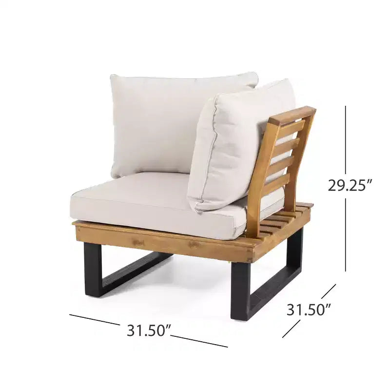 L-förmiges Outdoor-Sofa-Set, Terrassen-Freizeit-Lounge-Set, Garten-Gesprächs-Sitzgruppe mit Couchtisch und wasserabweisendem Kissen – ModernLuxe